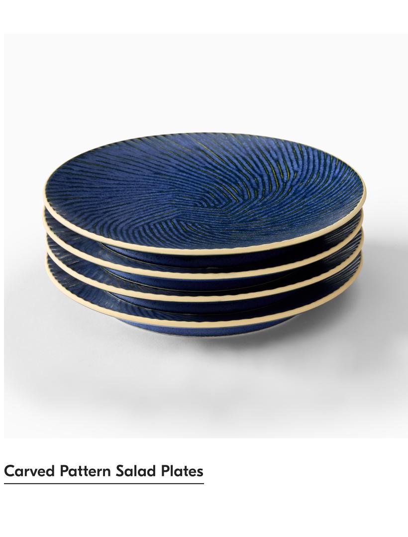 Carved pattern salad plates