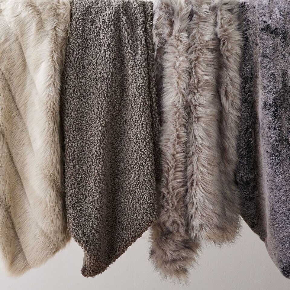 Channelled Faux Fur Throw