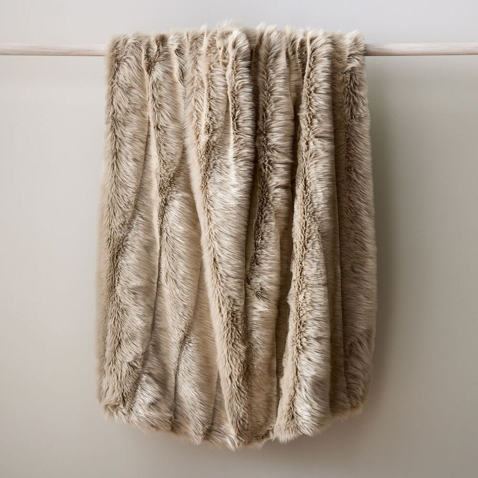 Channelled Faux Fur Throw