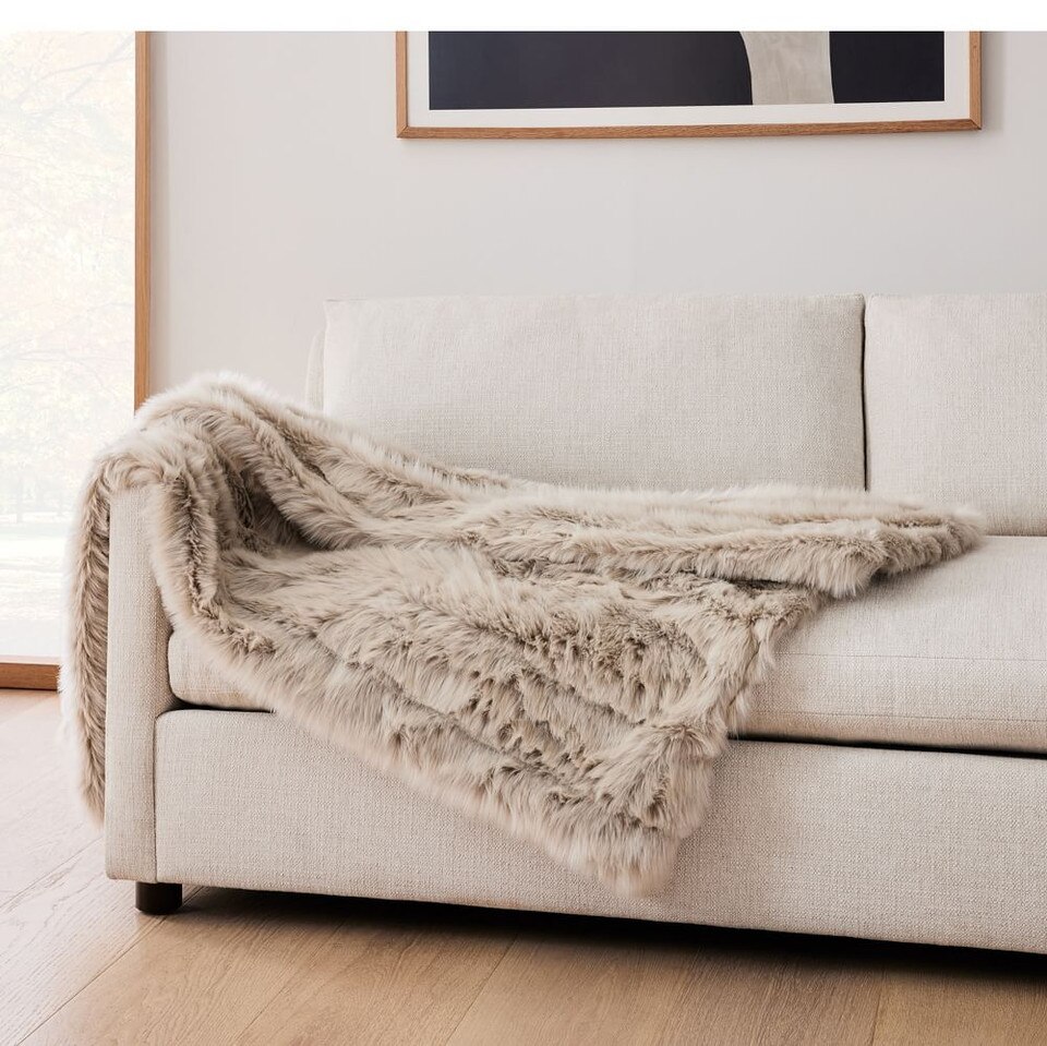 Channelled Faux Fur Throw