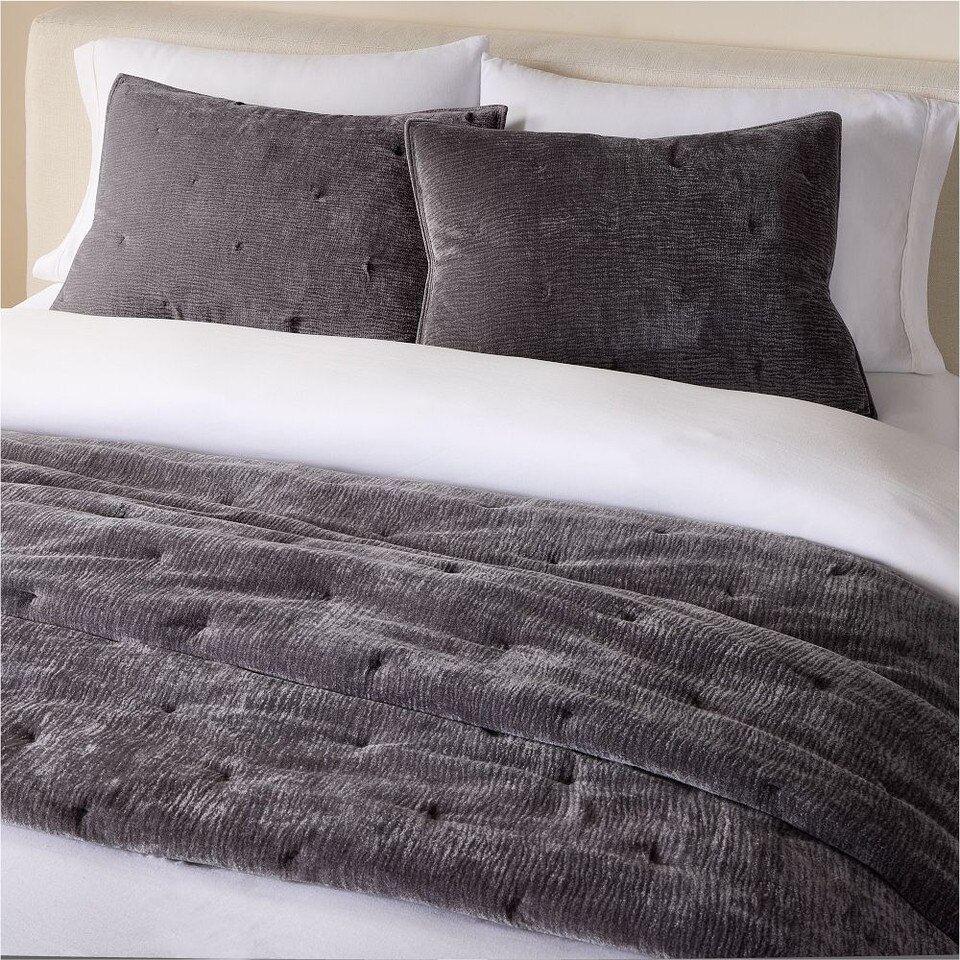 Striated Chenille Tack Stitch Coverlet & Pillowcases