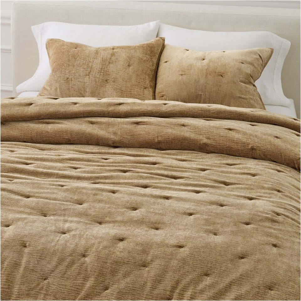 Striated Chenille Tack Stitch Coverlet & Pillowcases