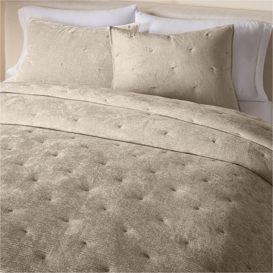 Striated Chenille Tack Stitch Coverlet & Pillowcases